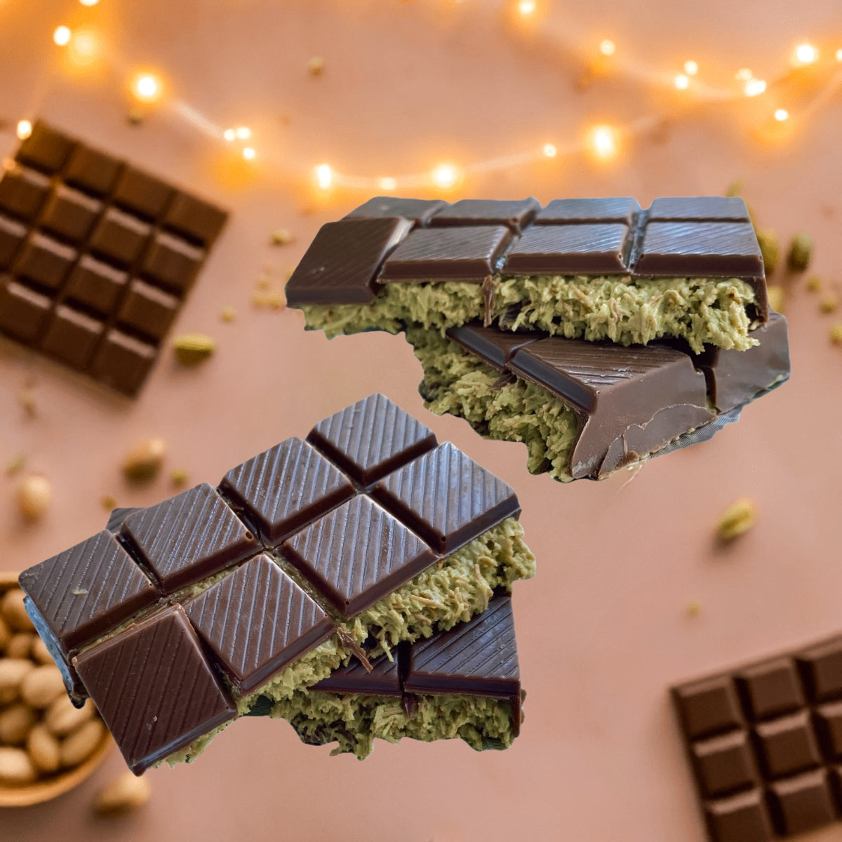 Pistachio Praline Dubai Chocolate Bar