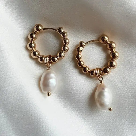 Bobble Pearl Hoops