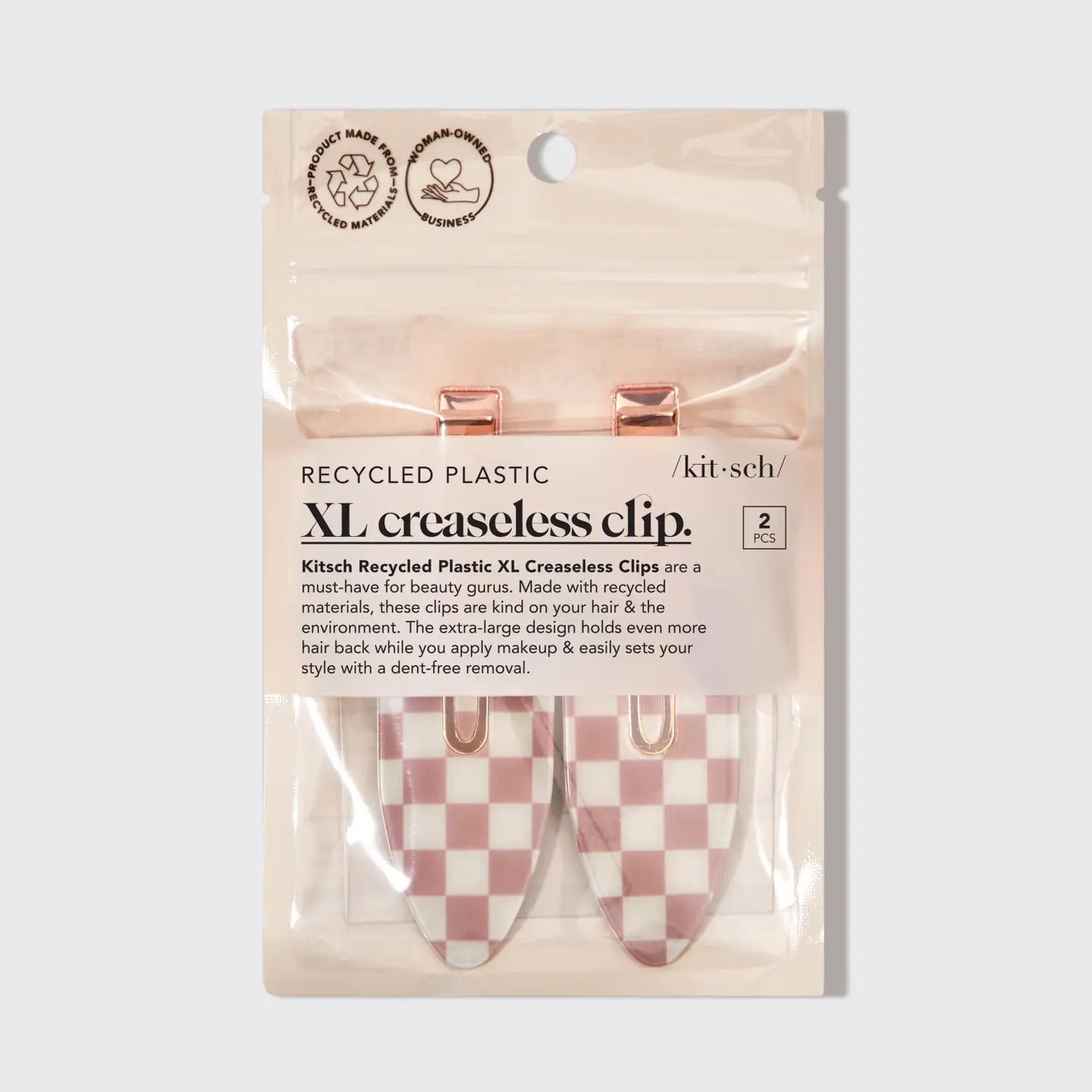 KITSCH Recycled Plastic XL Creaseless Clips 2 Piece Set - Terracotta