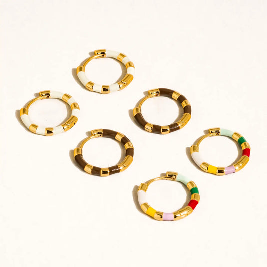Avielle Vintage Enamel Hoop Earring (Multi-Colored)