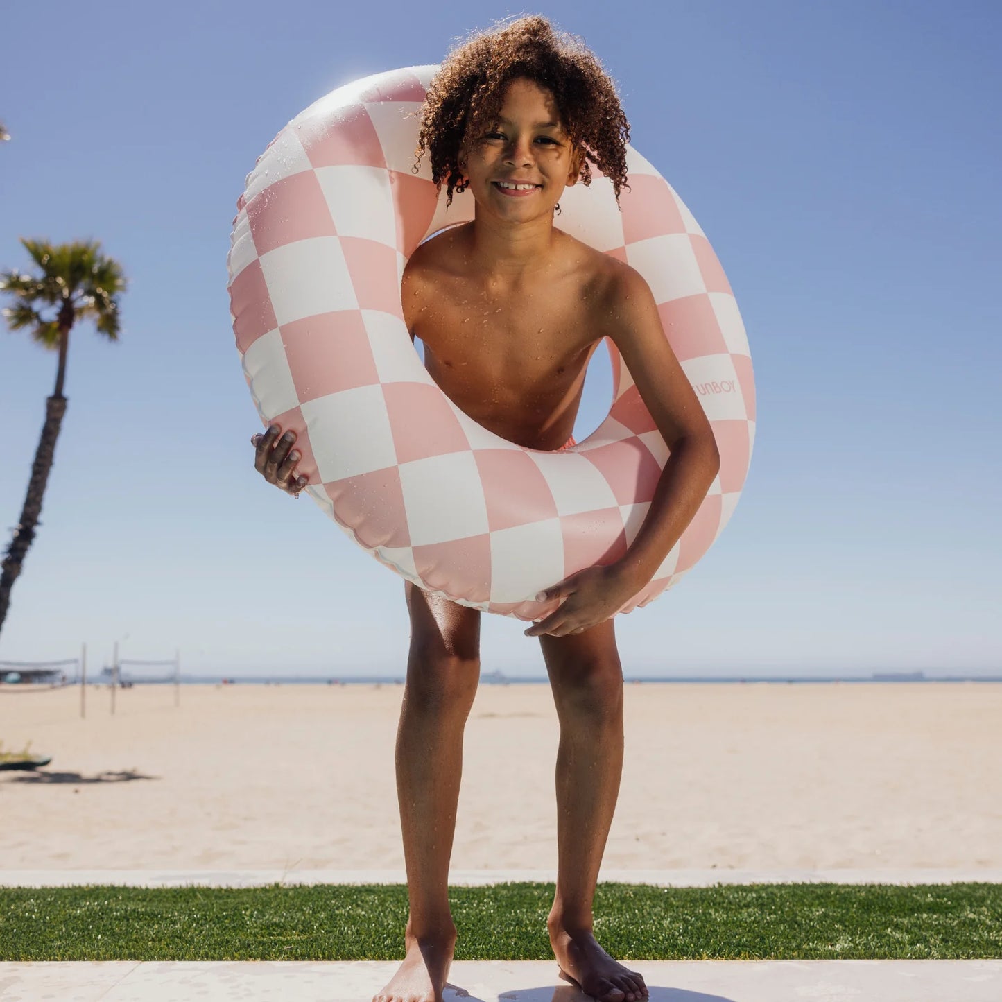 FUNBOY Pink Checkered Kids Tube Float