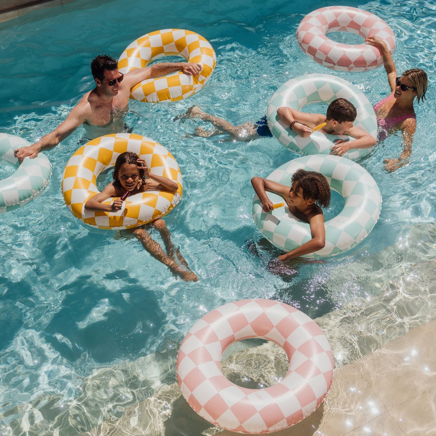 FUNBOY Mustard Checkered Kids Tube Float