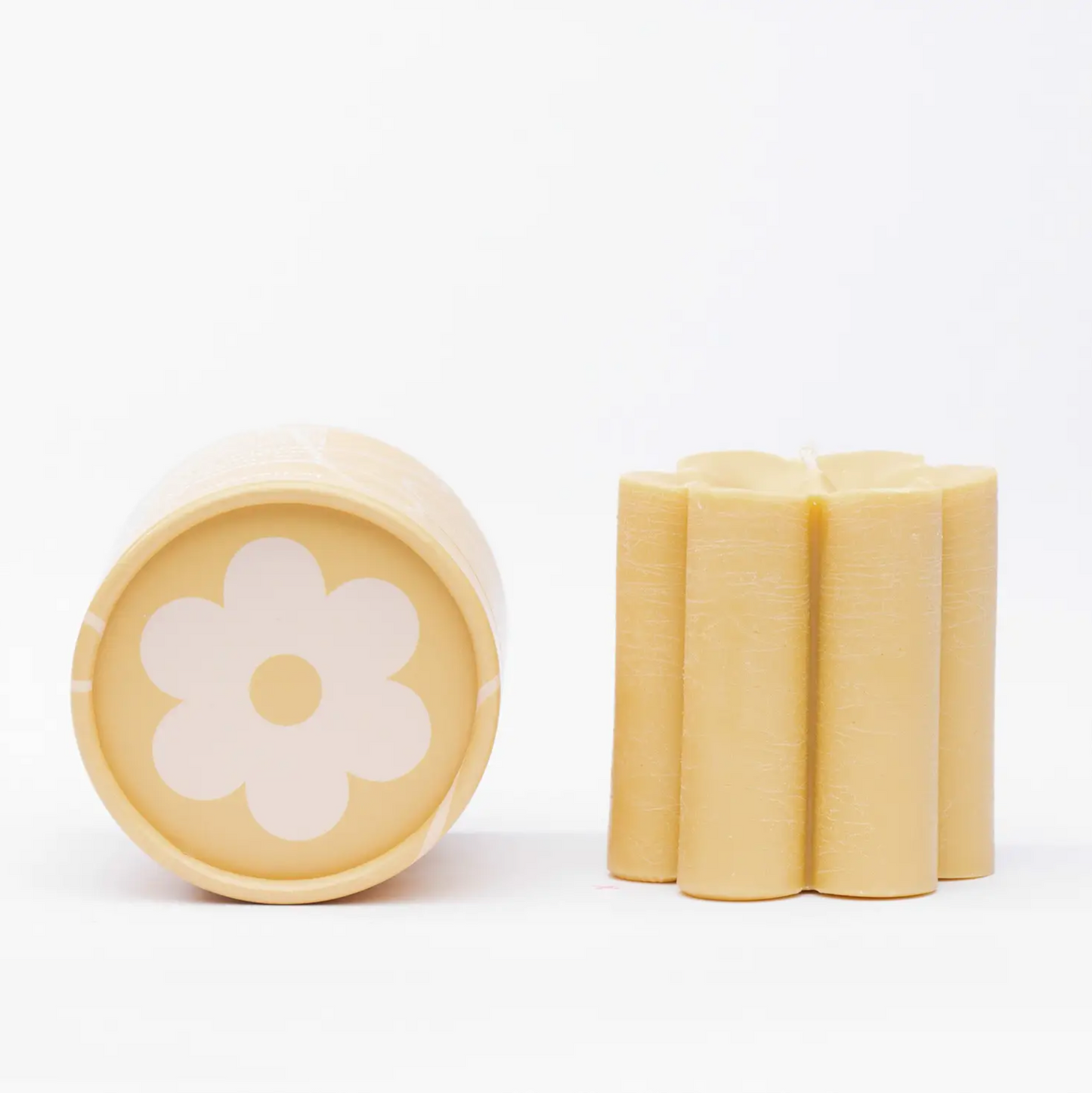 Ochre Daisy Pillar Candle by  Ginger June Candle Co.