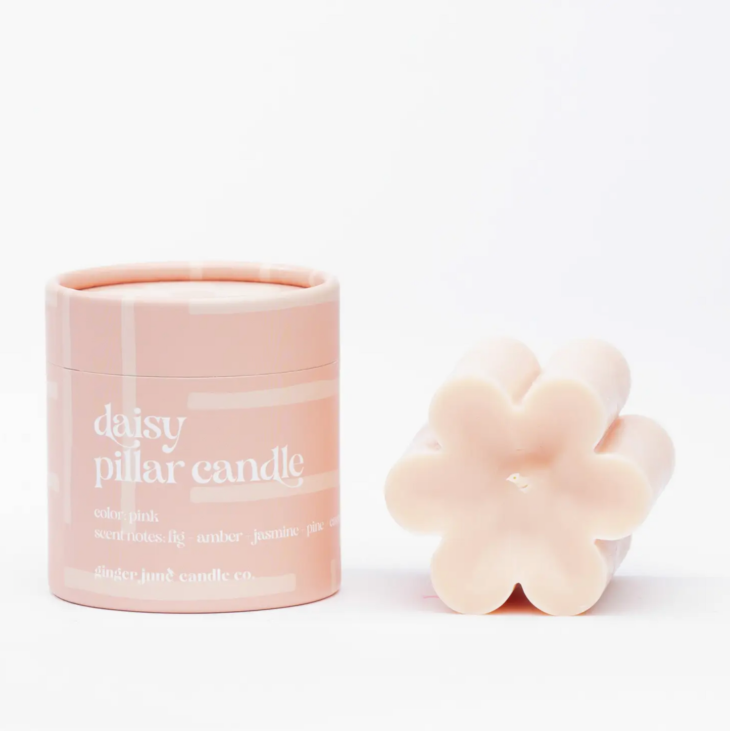 Pink Daisy Pillar Candle by Ginger June Candle Co.