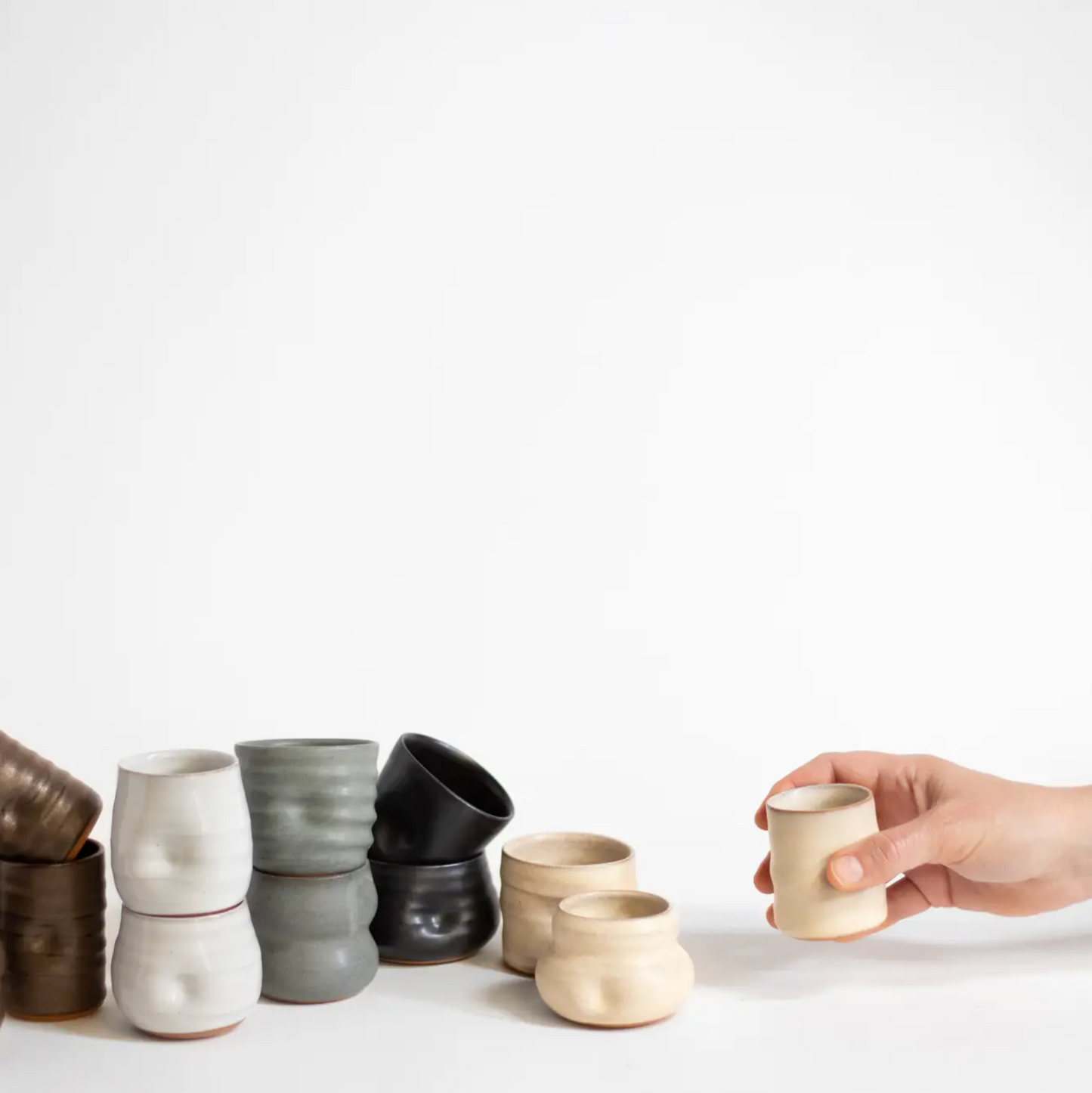 Little Sippers Cream Pottery Shot Cup by  Gravesco Pottery