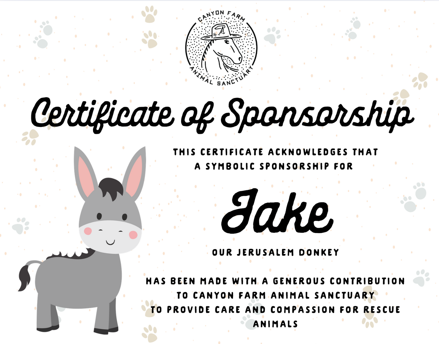 Canyon Farm Animal Sanctuary - Animal Sponsorship, Jake