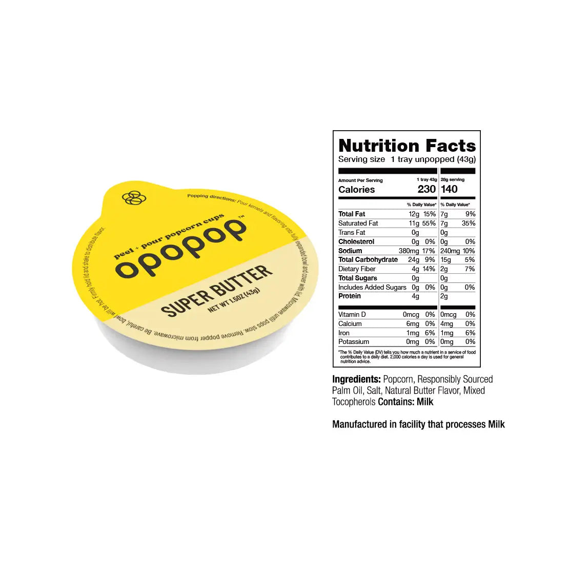 Opopop Super Butter Pop Cups Popcorn Kernels