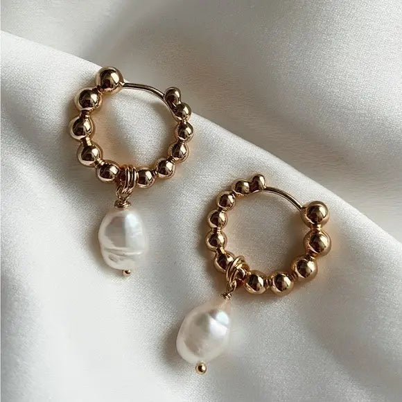 Bobble Pearl Hoops