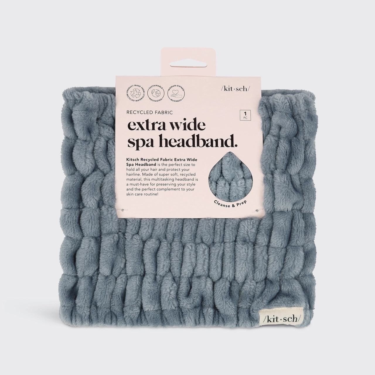 KITSCH Extra Wide Spa Headband - Misty Blue