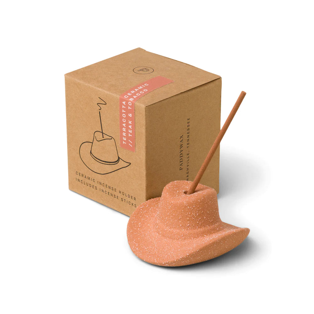 Ceramic Cowboy Hat Incense Burner & Sticks