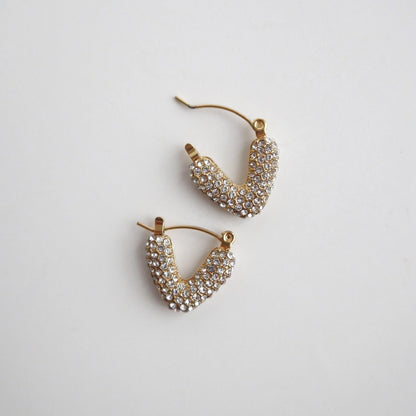 Alana V-shaped Pave hoops