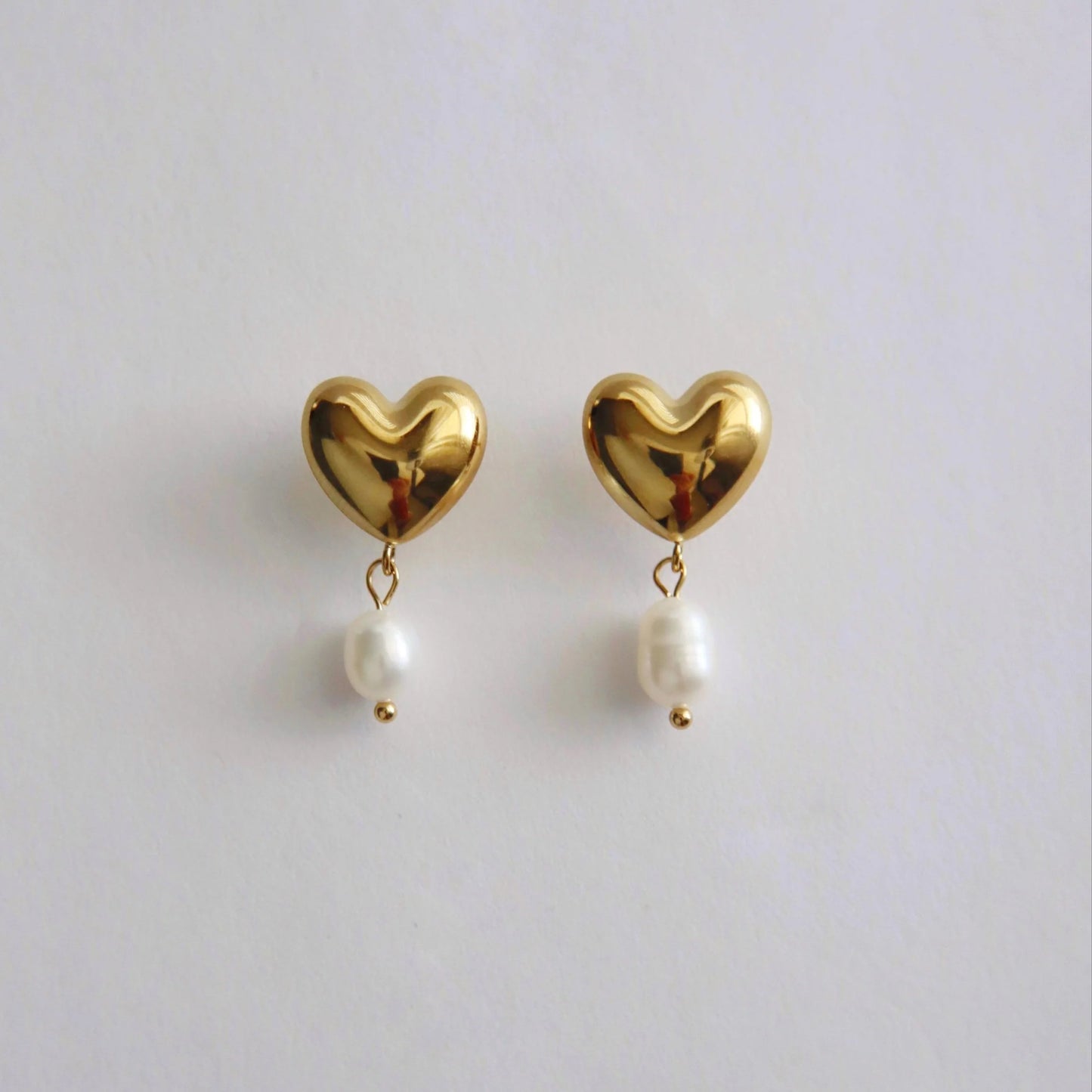 Valentina Heart Pearl Drop Earrings