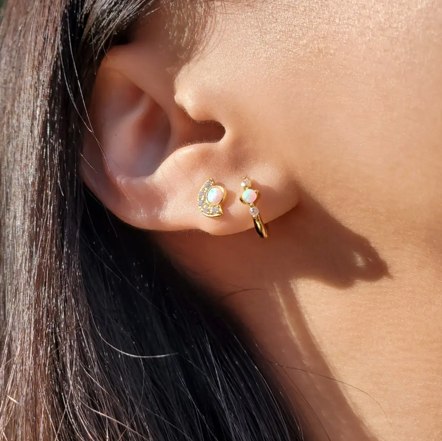 Opal Huggie Earrings