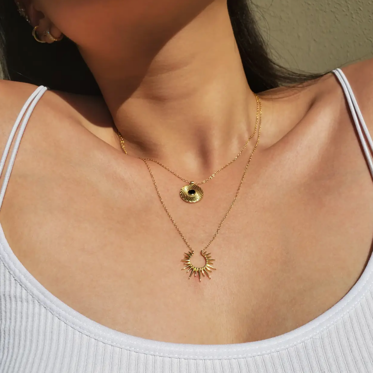 Sun 18K Gold Pendant Necklace by HolyBang Jewels