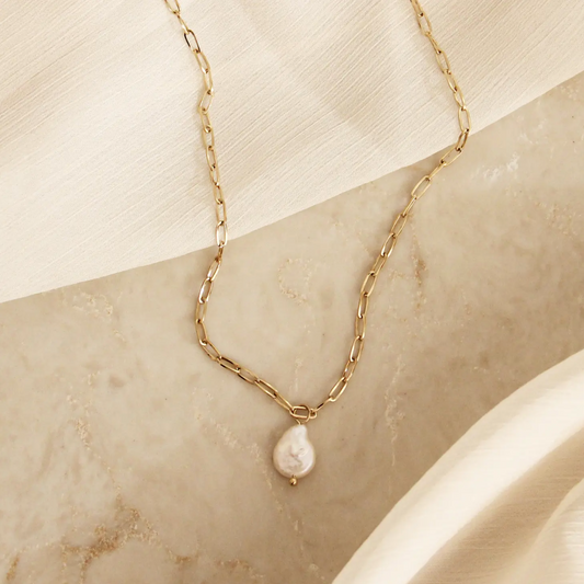 Baroque Pearl Paperclip Necklace by MAIVE