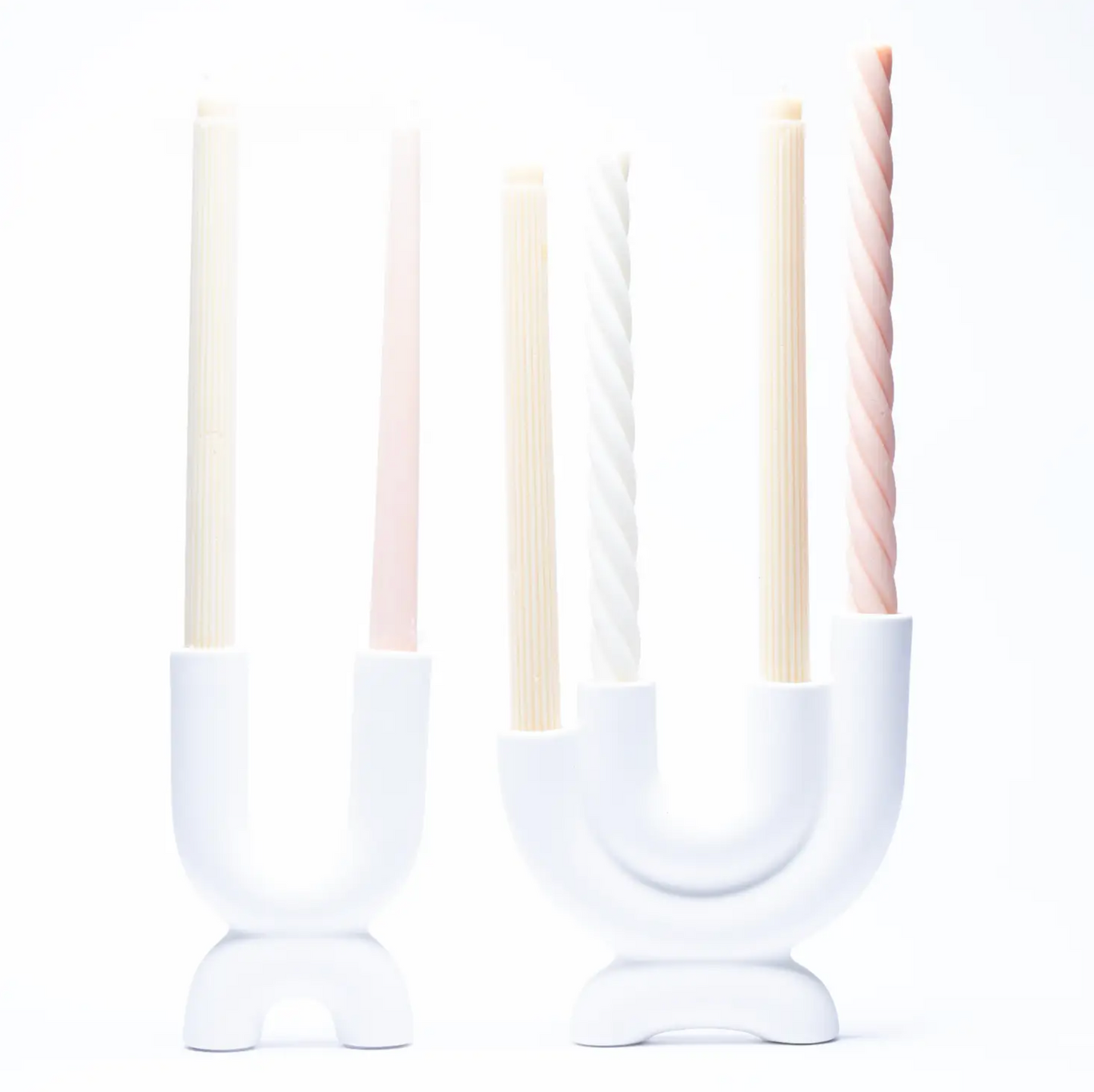 White Ceramic Candlestick Holders by Ginger June Candle Co.