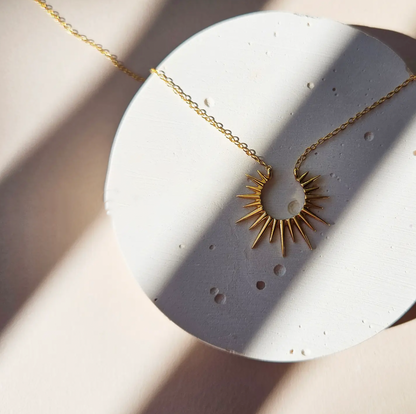 Sun 18K Gold Pendant Necklace by HolyBang Jewels
