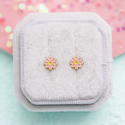 Pink Daisy Stud Earrings