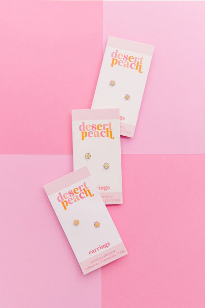Pink Daisy Stud Earrings
