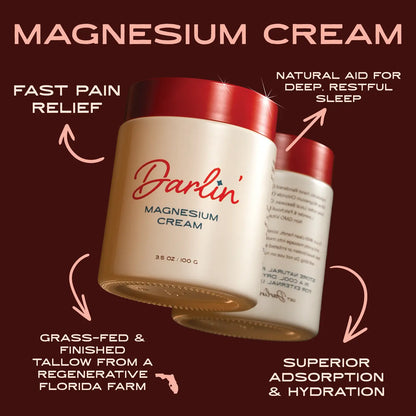 Darlin' Magnesium Cream Tallow | For Sleep, Sore Muscles + Balance