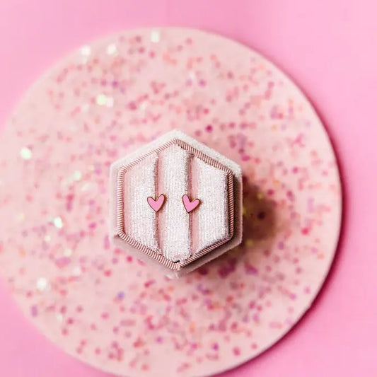 Pink Heart Stud Earrings