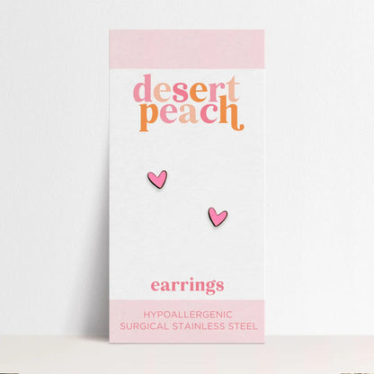 Pink Heart Stud Earrings